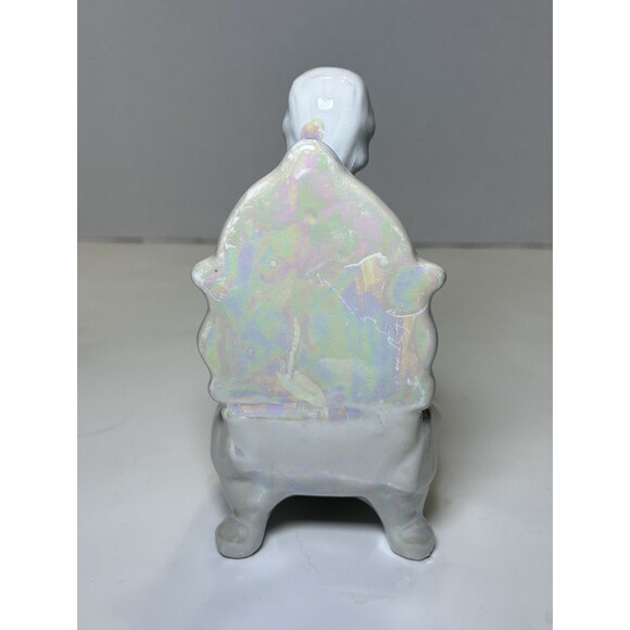 Vintage Victorian/Colonial Iridescent Porcelain Couple Having Tea (3 Pc Set) - Picture 9 of 14